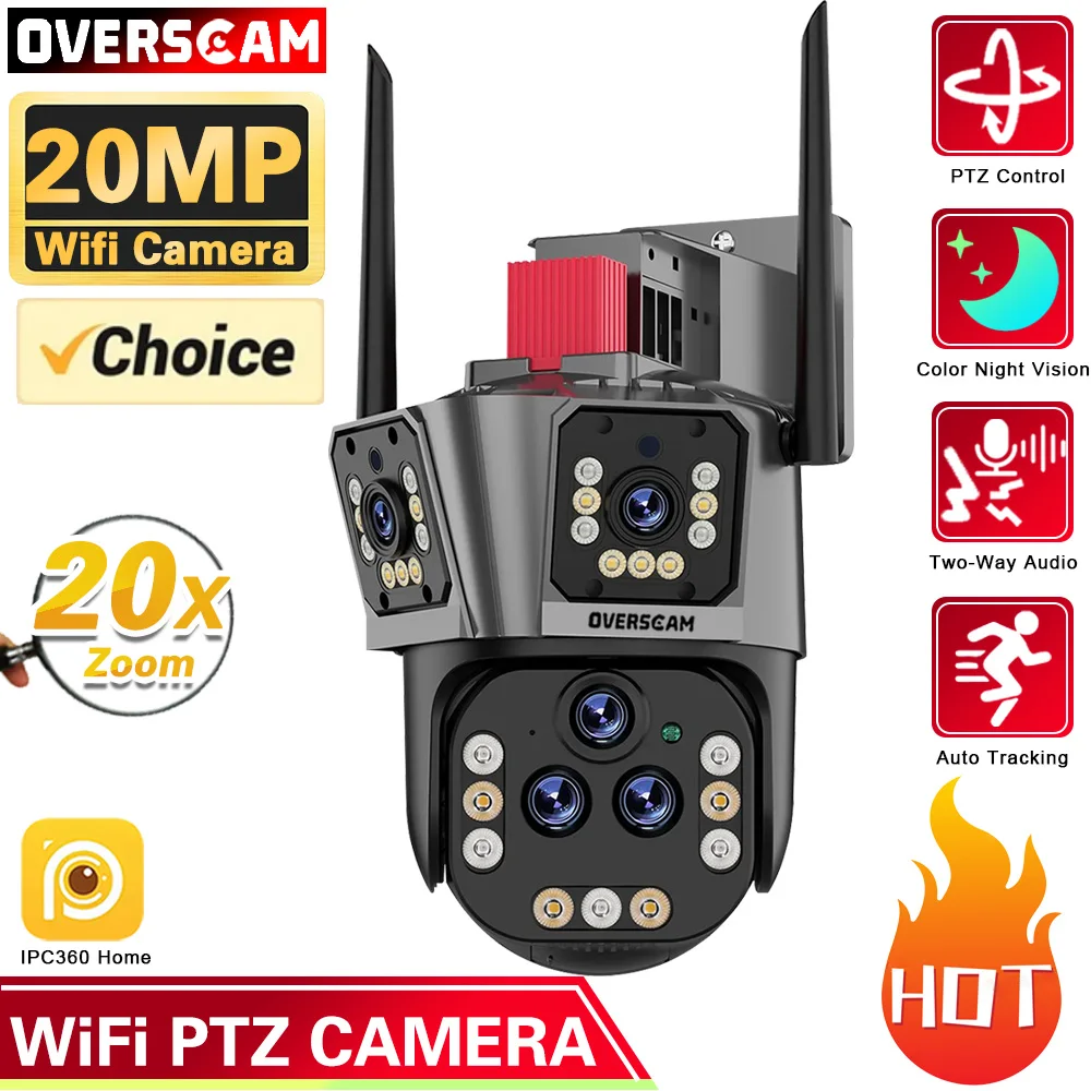 IPC360 Home App 20MP 10K Security Camera 5Lens 10X Zoom 3 Screens WiFi PTZ Camera Two Way Audio Auto Tracking Color Night Vision