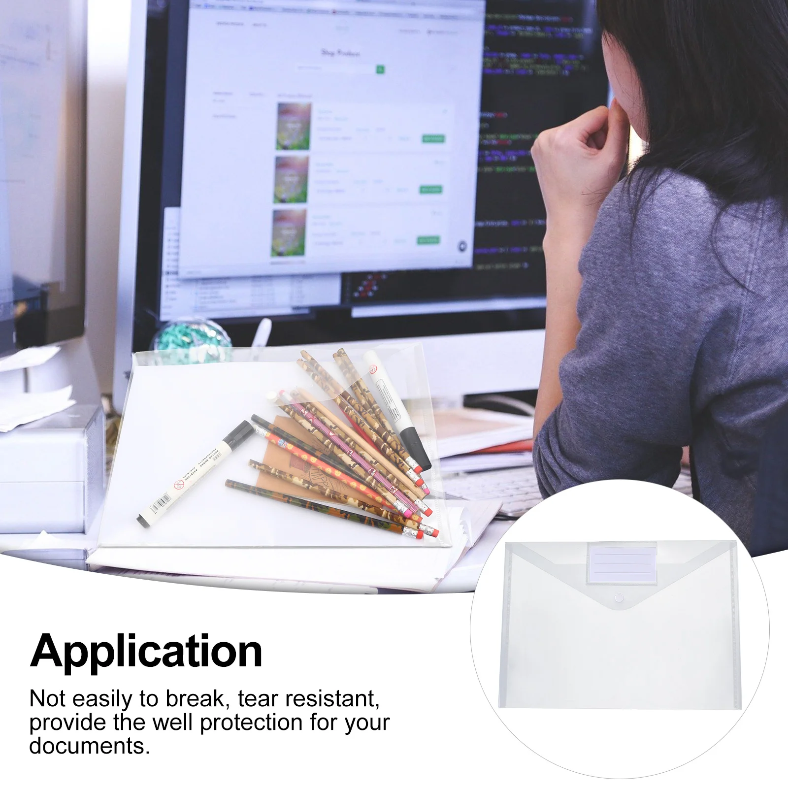 

10 pcs Transparent Document Bags File Organizer Plastic Storage Pouch For Office School File Folder Envelope Holder