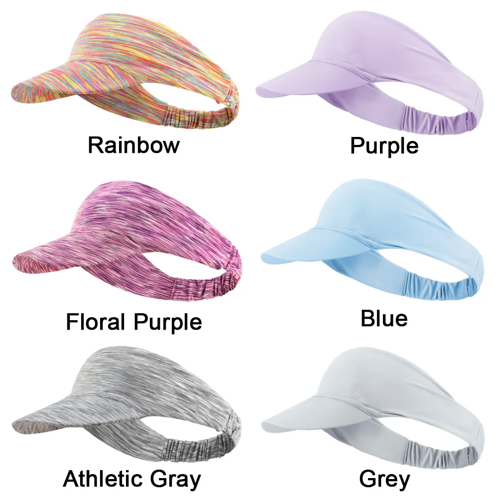 Sun Visor Hat Women Men Sports Cap Quick Dry Golf Tennis Hat Lightweight Tie Dye Visor Roll-up Portable Beach Cap