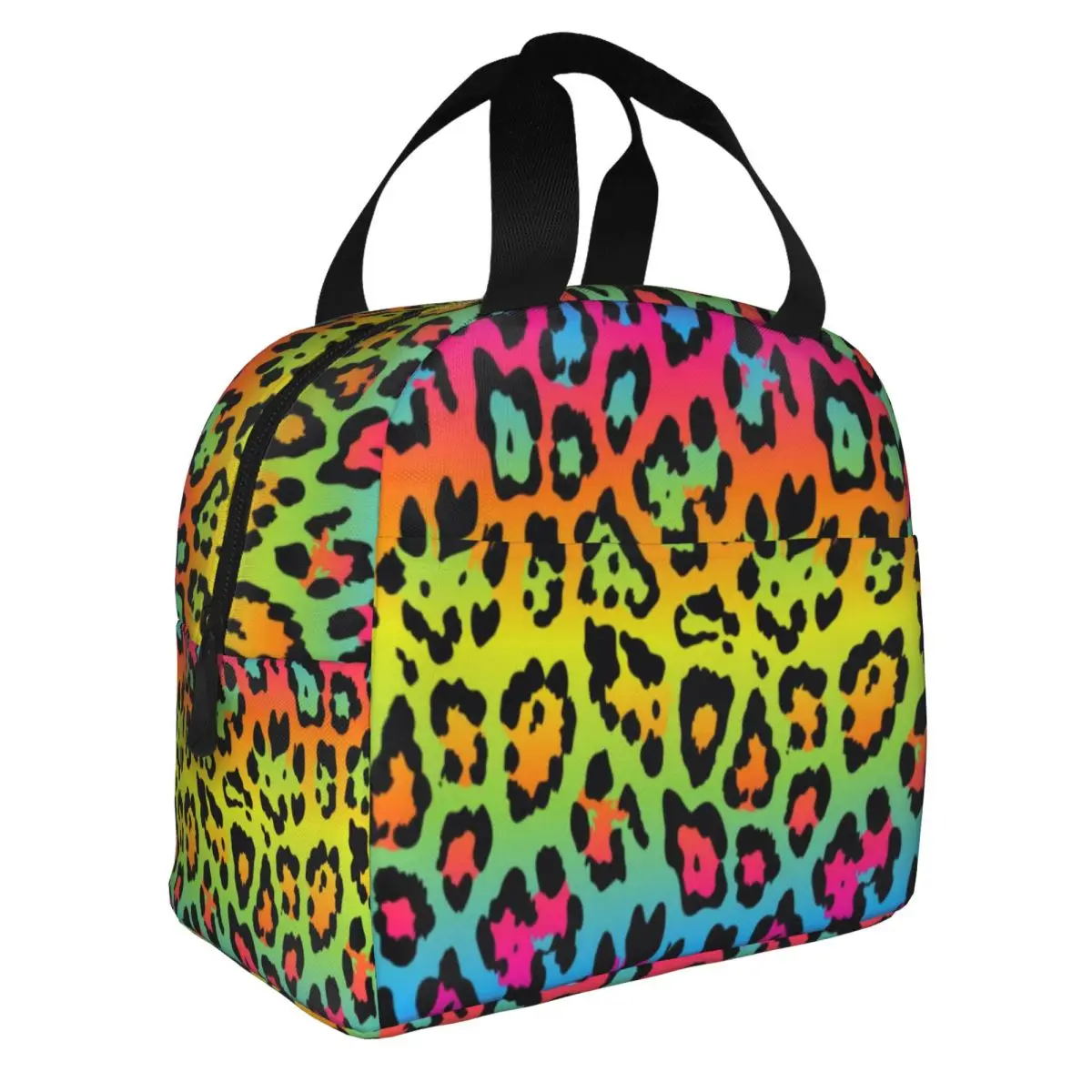 Rainbow Leopard Animal Print Insulated Lunch Bag for Women Leakproof Cooler Thermal Lunch Box Beach Camping Travel