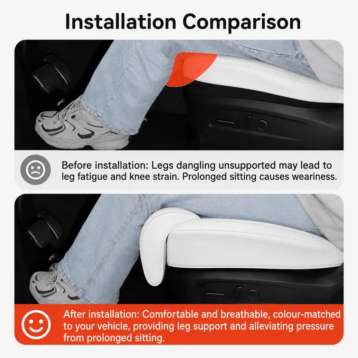 For Tesla Model 3 2017-2026 Model Y 2020+ Leg Support Extension Seat Cover Memory Foam Extender Cushion Interior Accessories - view 2