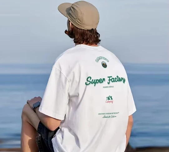 2026 Loose T-shirt with the back pattern printed on the front. A casual camping-style cotton T-shirt for both men and women.
