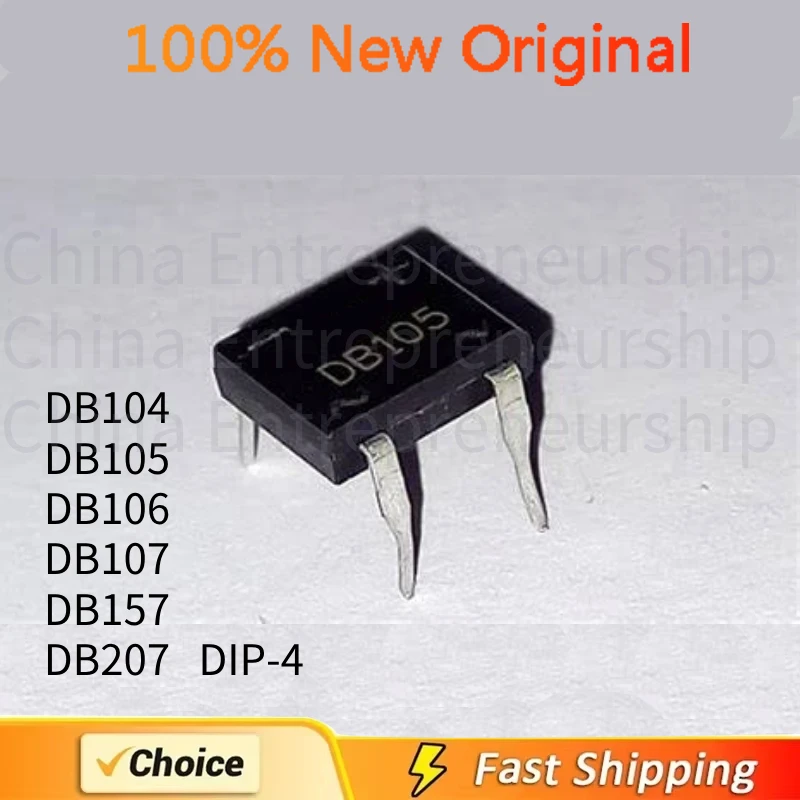 100 PCS DIP-4 DB DB104 DB105 DB106 DB107 DB157 DB207 BRIDGE RECTIFIERS Dual In-line Package 100% Quality Original/Quick delivery