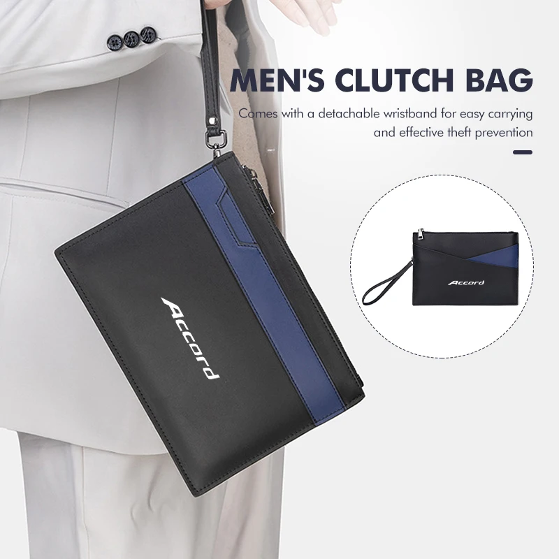 Leather Car Logo Handbag Large Capacity Men's Clutch Bag For Honda typer civic 4d 10th gen 8th gen 2018 2019 2017