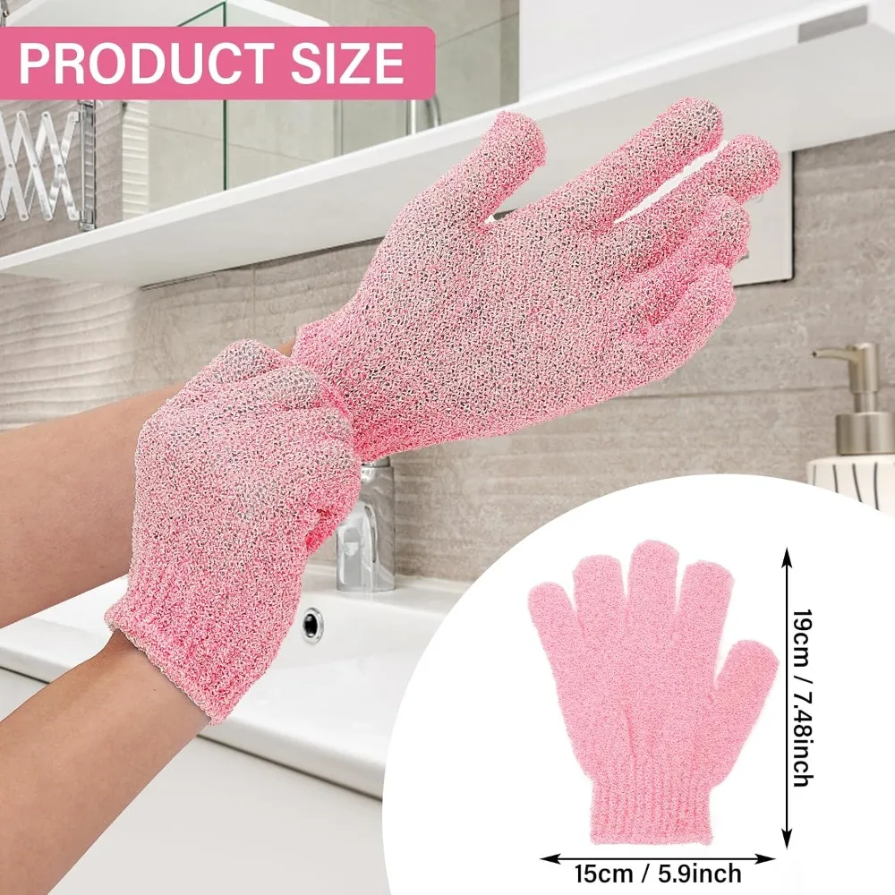 Hot Sale 2Pcs Exfoliating Wash Gloves Dual Texture Bath Gloves for Shower Body Scrub Dead Skin Remover Exfoliator Mitten Natural Loofah Washcloth Best Seller