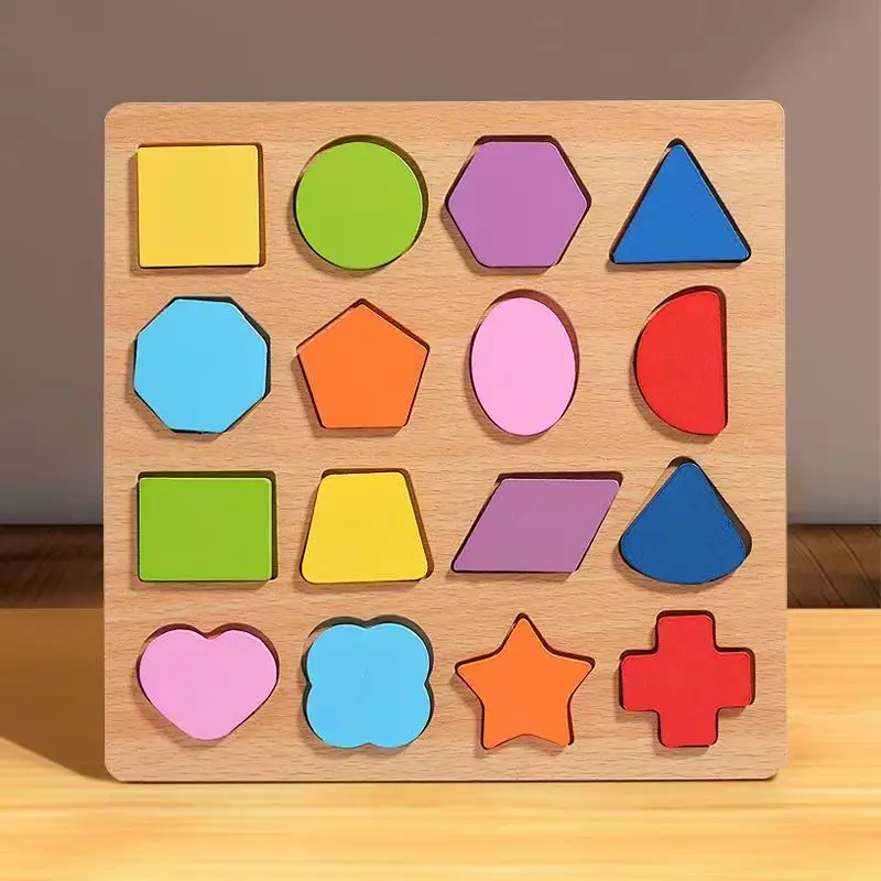 Baby 3D Alphabet Wooden Puzzle Colorful Montessori Learning Toys with Puzzle Board Preschool Educational for Girls Boys