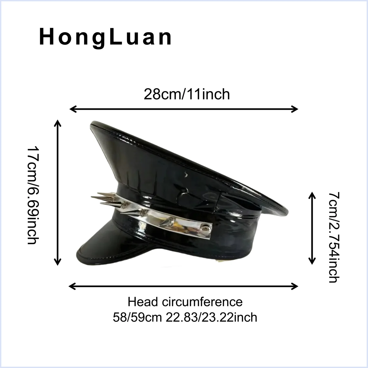 HongLuan  Laser Leather Captain Hat Rhinestone & Military Caps for Woman, Rave Festivals Accessories ＆ Party Cap Man Cosplay Fem