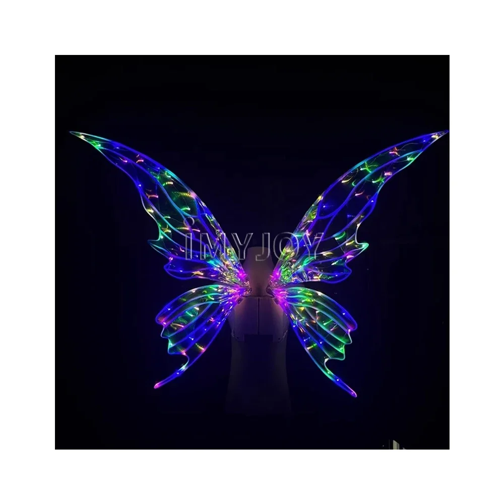 Wholesale large craft festival decorations costume electric toy sheer led light crystal angel fairy butterfly wings for kids