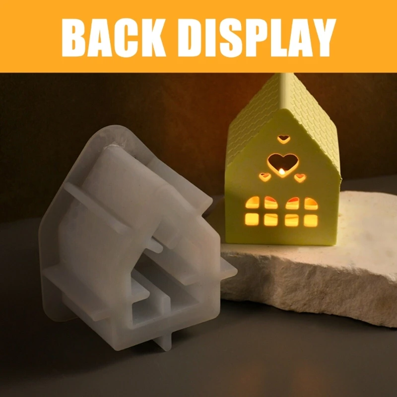 บ้านซิลิโคนขาตั้ง Tealight แม่พิมพ์ซิลิโคนเชิงเทียนแม่พิมพ์สำหรับเรซินอีพ็อกซี่