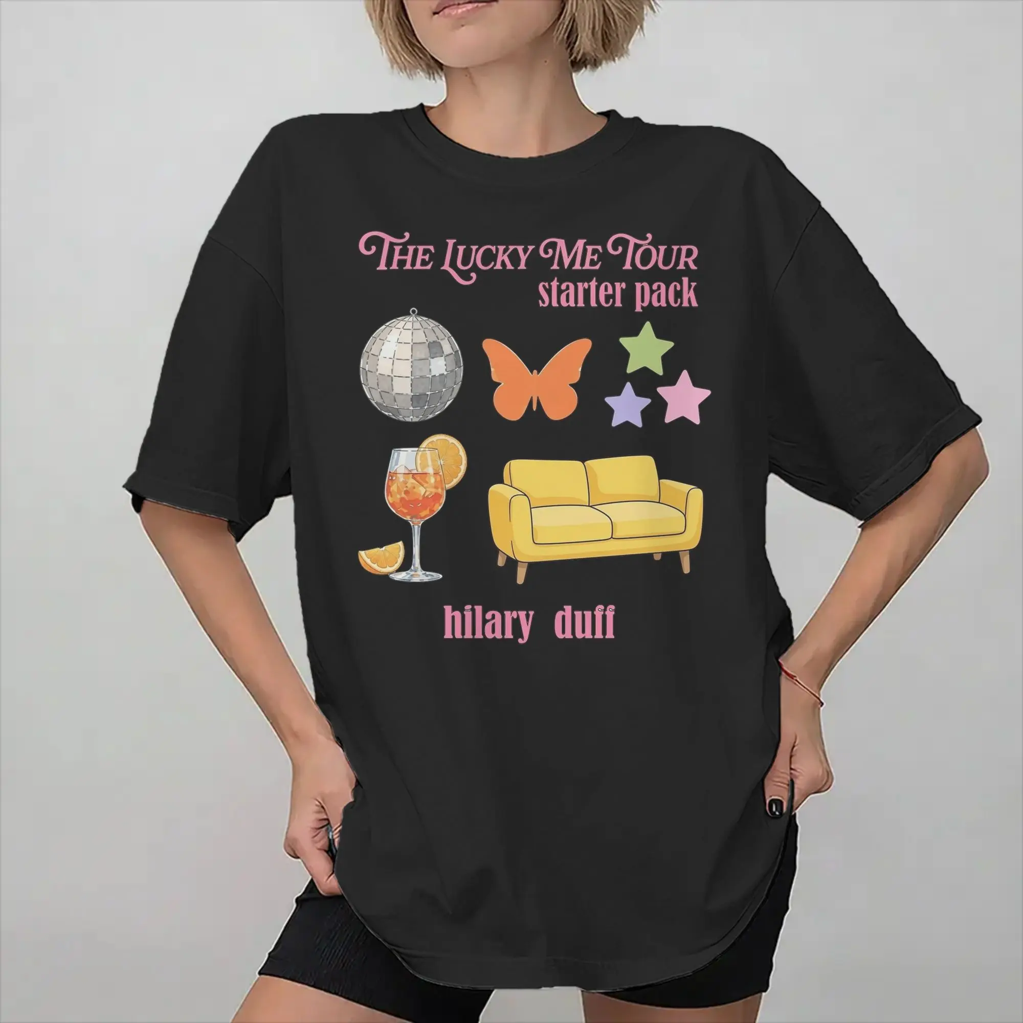 Hilary Duff Lucky Me Tour 2026 Tee Shirt for Men Women Graphic Printed T Shirts  100% Cotton Clothing