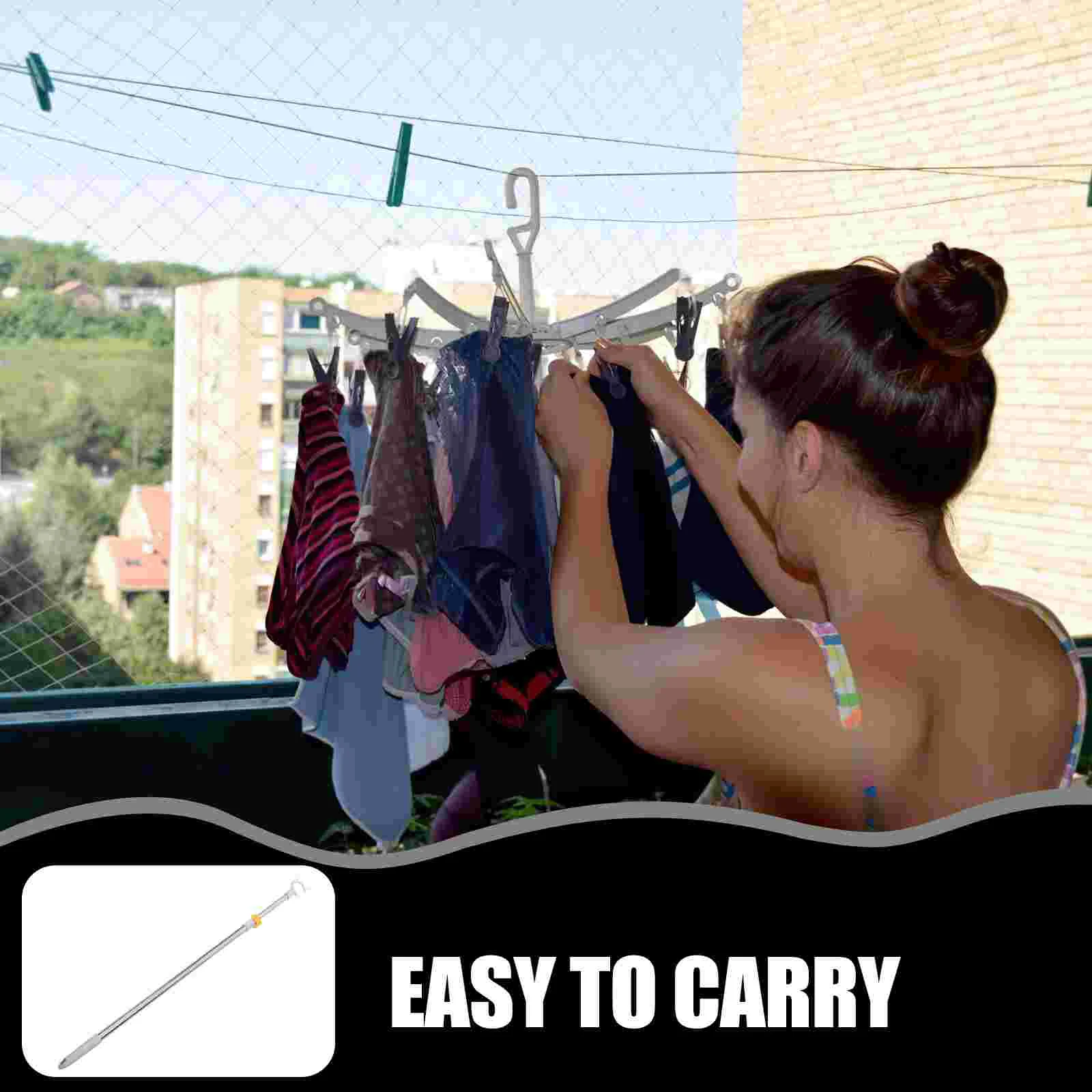 Clothes Reach Pole Retractable Clothes Reach Stick Telescoping Reach Stick Clothes Drying Rod