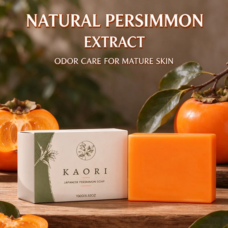 Persimmon Soap Plant Body SOAP Cleansing Bar Gentle Fresh Deodorizing Skin Soap Deep Clean Refreshing Daily Bath Soap 100g
