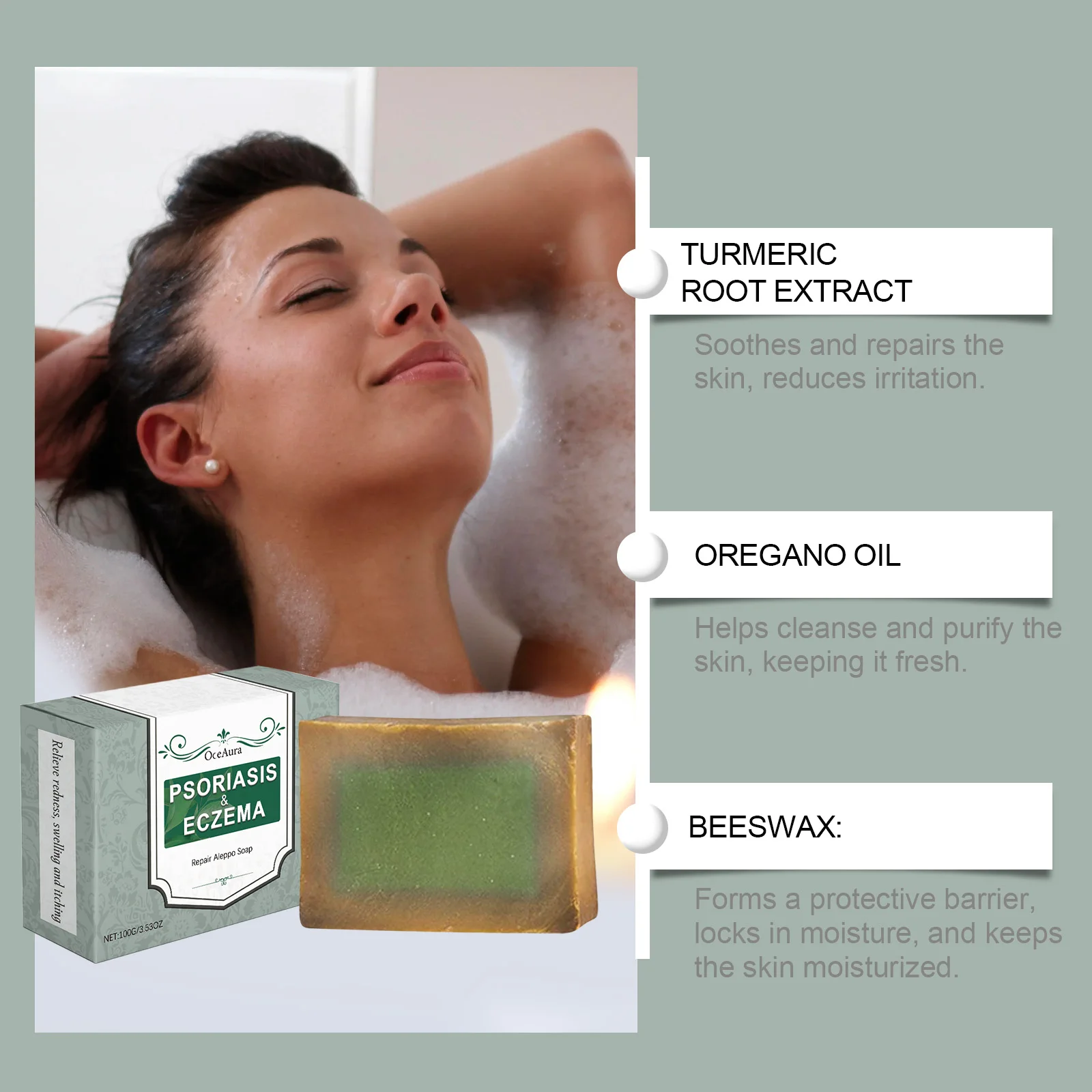 สบู่รากขิงโอเชอร่า 3.53 ออนซ์ - ดูแลผิวทุกวัน ปรับสภาพผิวให้เรียบเนียน และฟื้นฟูความเปล่งประกายของผิว ใช้งานง่าย