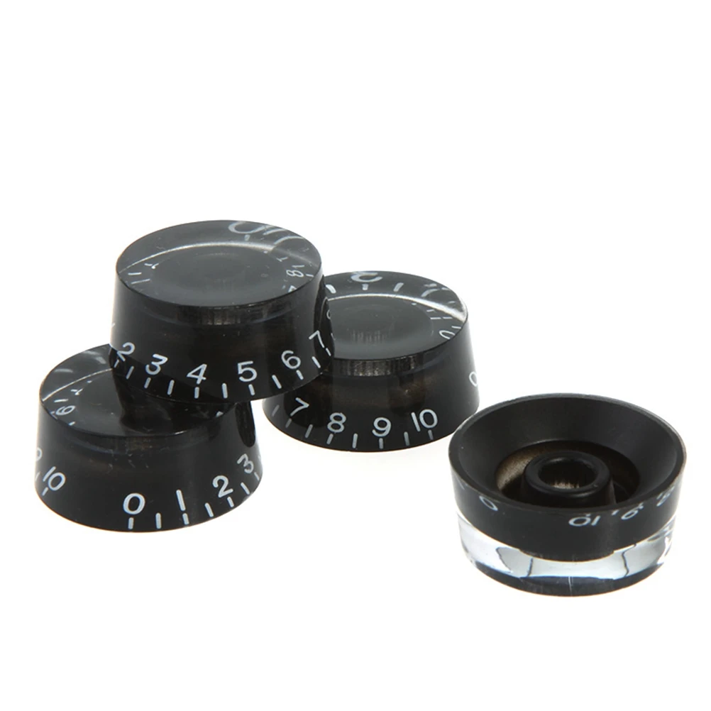 

4 pcs Round Black Replacement Volume Tone Control For Electric Parts Durable Plastic Easy Install Compatible With Epiphone
