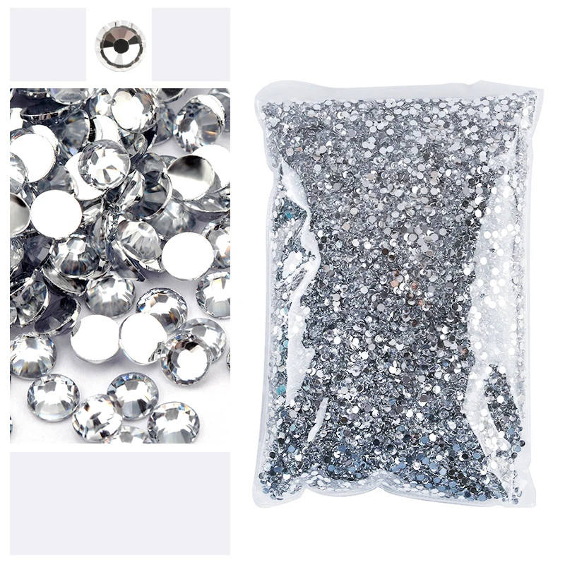 Clear 2-5mm Wholesale Package Resin Rhinestones Flatback Round Non Hot-fixed Shinning Crystal for DIY Clothing Craft