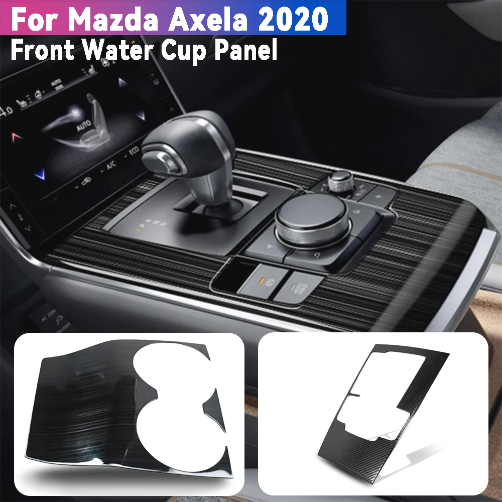 

Car Front Water Cup Panel Trim For Mazda Axela 2020 Abs Gloss Black Carbon Fiber Plastic Car Accessories Interior Decorate