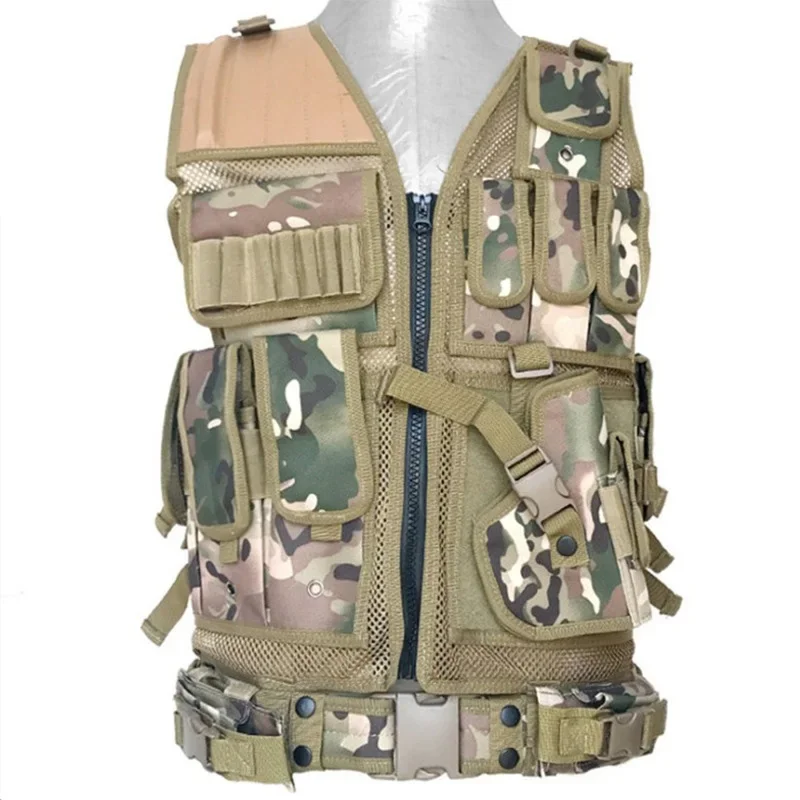 Police Military Tactical Vest Body Armor Sports Wear Multicam Camo Molle Assault Airsoft Paintball Carrier Strike Vest Holster