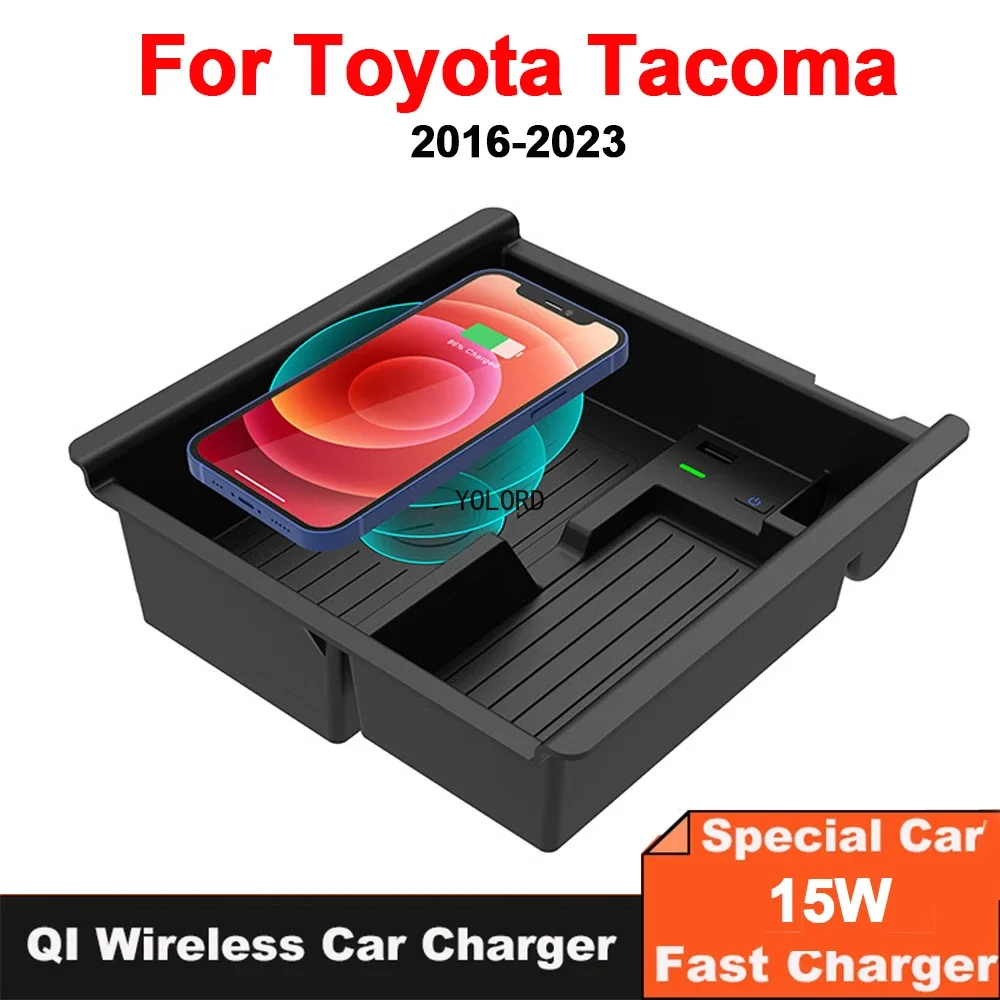 15W Car Wireles Charging for Toyota Tacoma TRD N300 2016~2023  Phone Fast Charger Plate Panel Box Docking Station