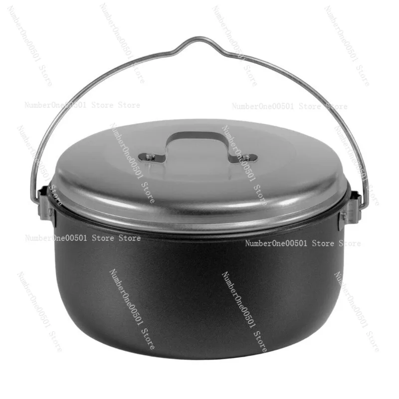 

Aluminum Pot Ultra Light Outdoor Camping Portable Picnic Cooking Soup Pot Black 2.5L Hanging Pot