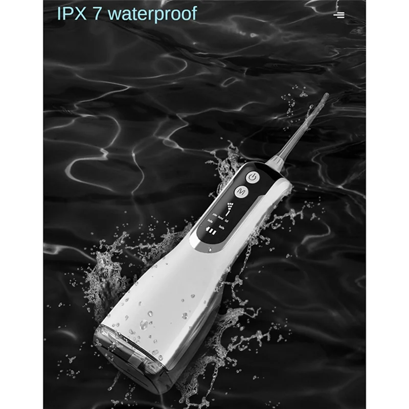 A66T-Oral Irrigator USB Rechargeable Water Flosser Portable Water Jet 330ML Water Tank Waterproof Teeth Cleaner