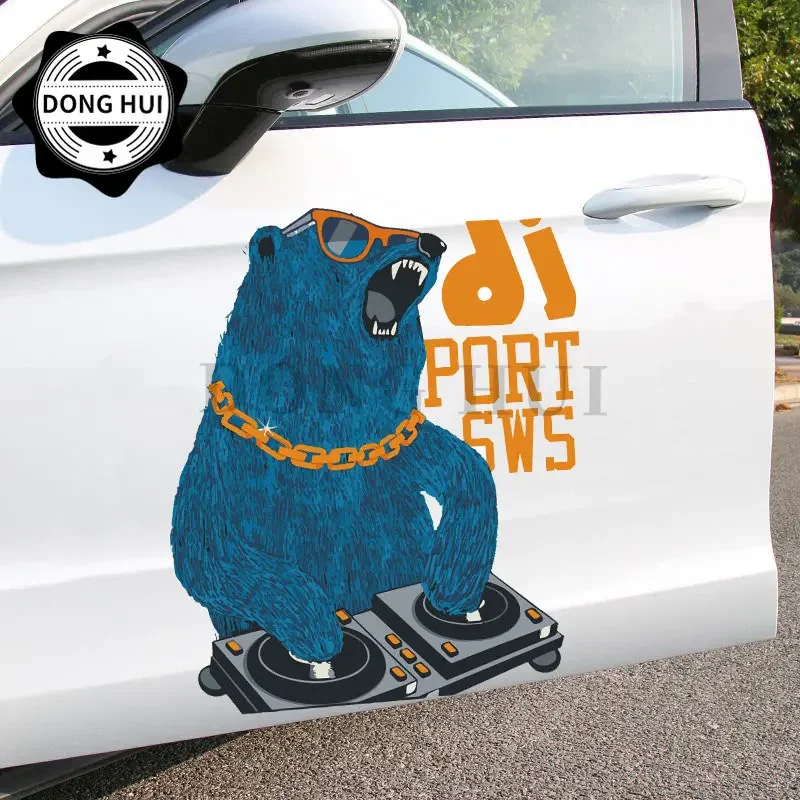 

Забавные наклейки с медведем, наклейка с плюшевым мишкой, мотоцикл, внедорожник, холодильник, шлем, ноутбук, ПВХ, наклейка с царапинами, водонепроницаемая