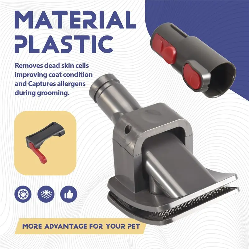Pet Grooming Kit , Dog Brush Hair Vacuum Attachment For Dyson V7/8/10/12/15, With Extension Hose And Trigger Lock-A68E