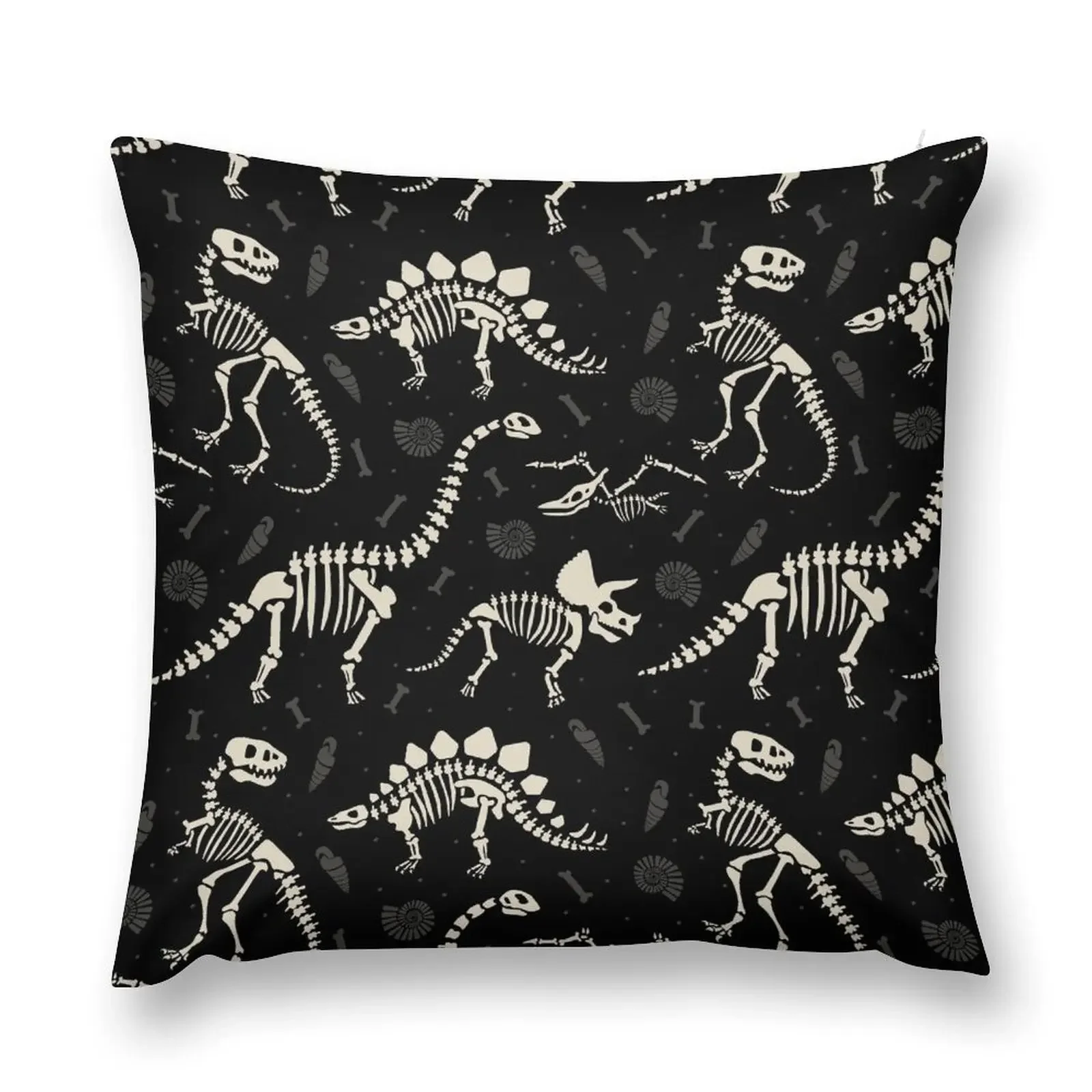 Dinosaur Fossils in Black Throw Pillow Pillow Covers Decorative Pillowcase Cushion Plaid Sofa Luxury Cushion Cover pillow