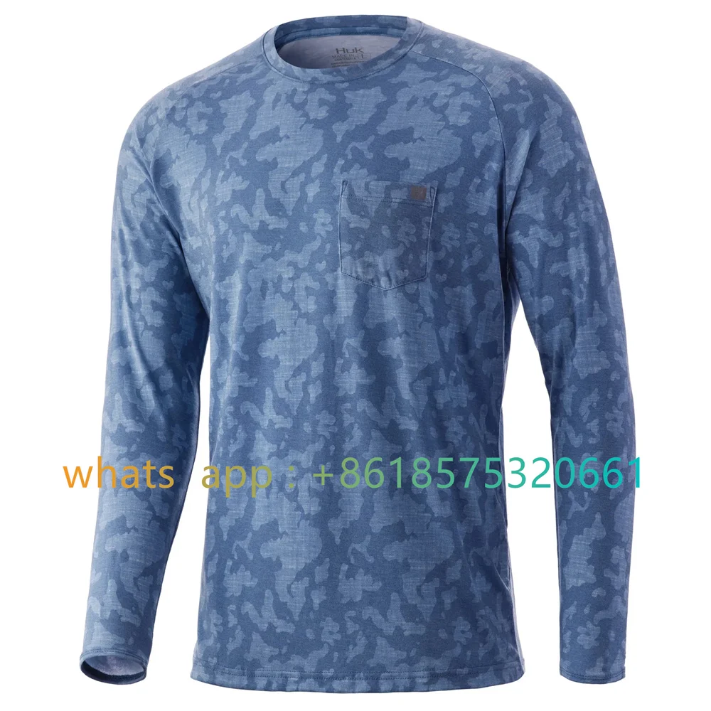 Huk heren achtervolging camo muslimate mouwen shirt vissen bescherming viskleding anti uv ademende jas 2023