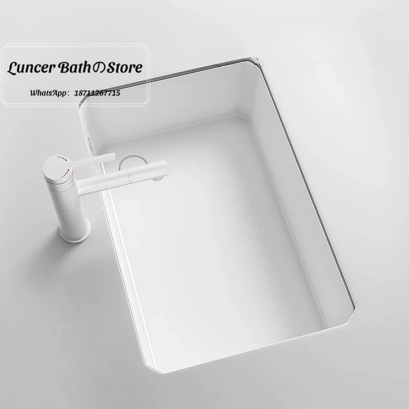 

Bathroom sink built-in deepened washbasin, large capacity undermount basin, ceramic single basin, side drainage washbasin