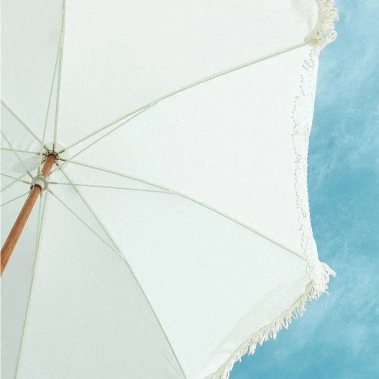 Beach umbrella with tassels/bohemian style custom luxury portable 8 feet, vintage tassel sunshine outdoor