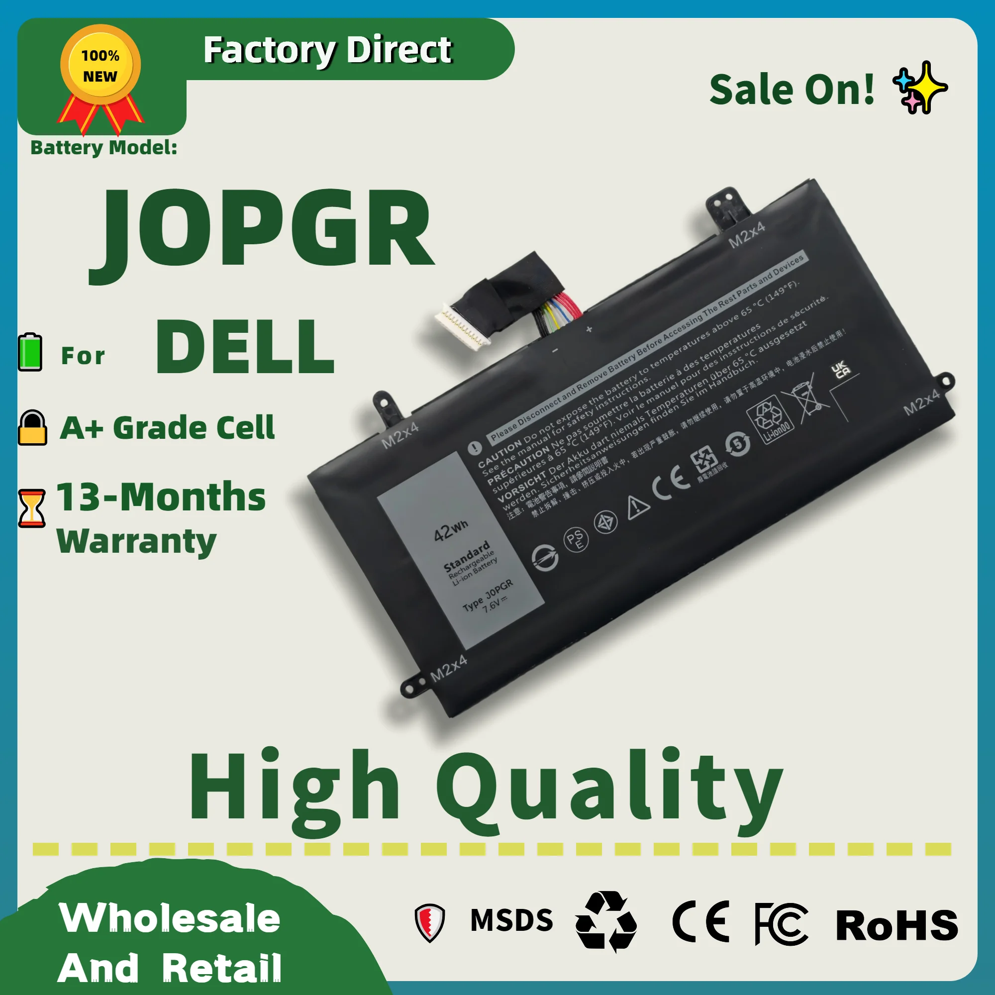 Factory Direct! J0PGR 42Wh Laptop Battery For DELL Latitude 5285 5290 Series T17G 1WND8 JOPGR X16TW T17G001 JOPGR