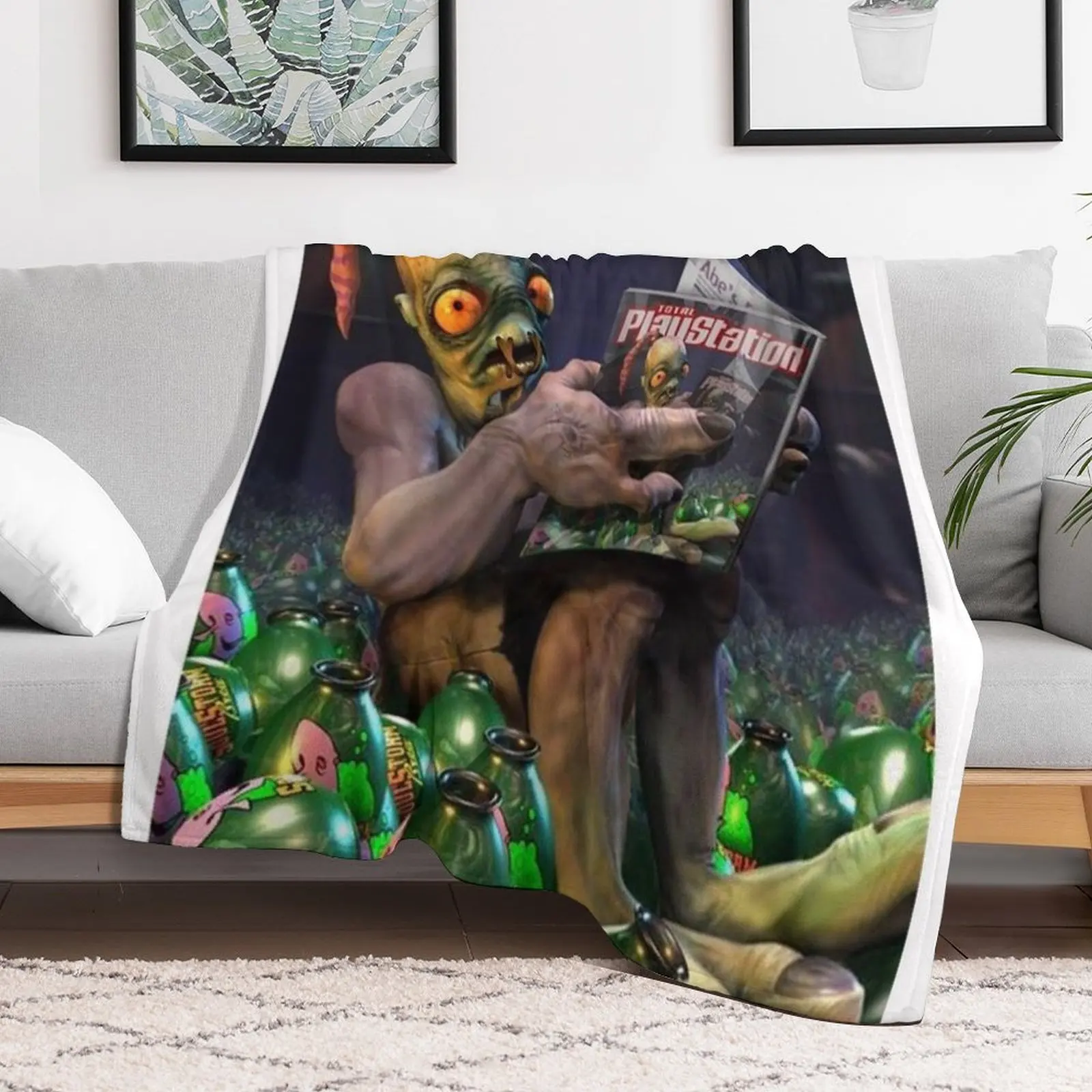 Oddworld Throw Blanket Picnic Sofa Quilt blankets and throws Blankets