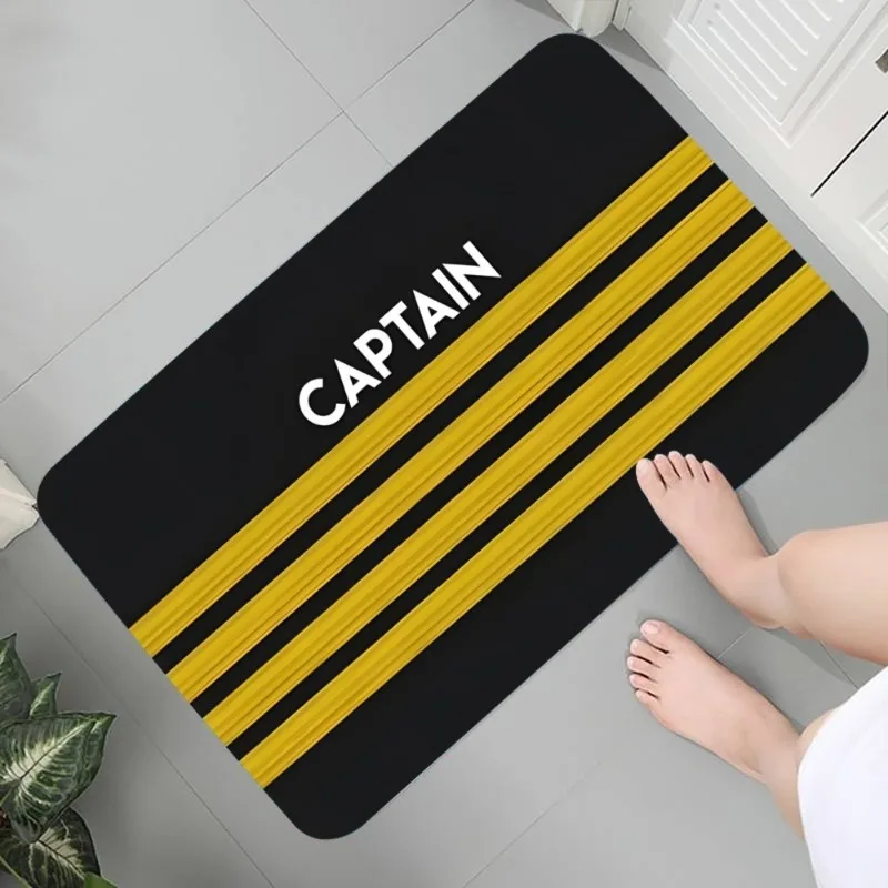 Pilot Captain Striped Door Mat Stripe Print Non-Slip Entryway Rug Pilot Lover Home Decor Aviation Theme Floor Mat for Front Door