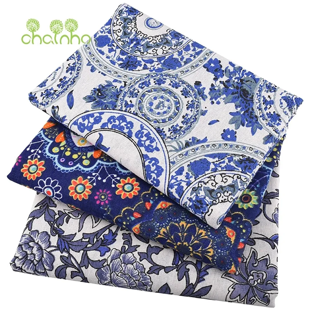 Chainho,Printed Cotton Linen Fabric,DIY Sewing & Quilting Material,For Sofa,Table Cloth,Curtain,Bag,Cushion,Furniture Cover CL21