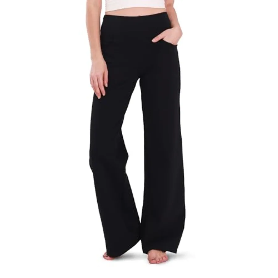 

Houmous Wide Leg Pants Women Cotton Yoga Pants High Waist Loose Lounge Stretch Trousers with Pockets