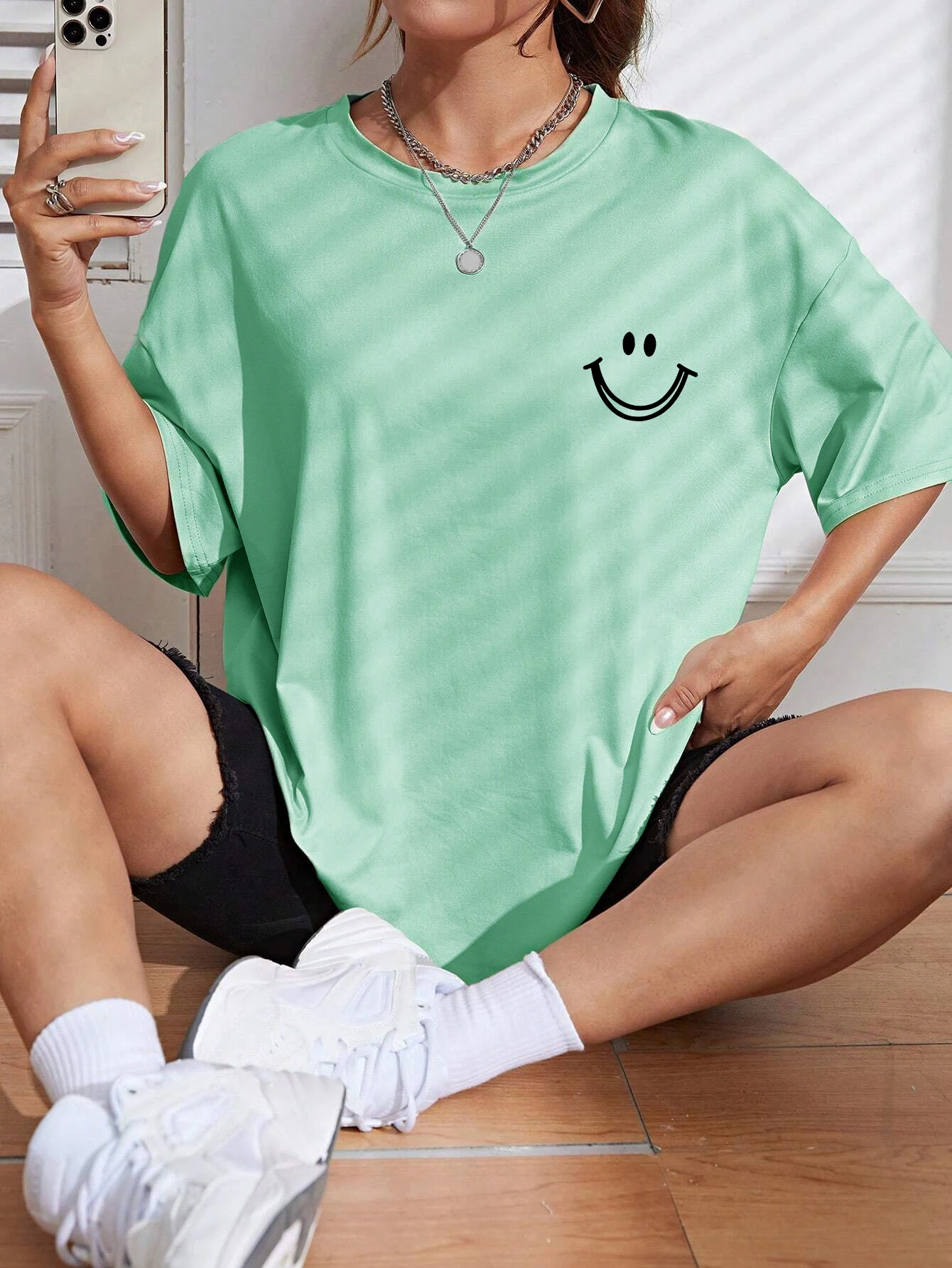teekossc Happy Expression T-Shirt White S 4