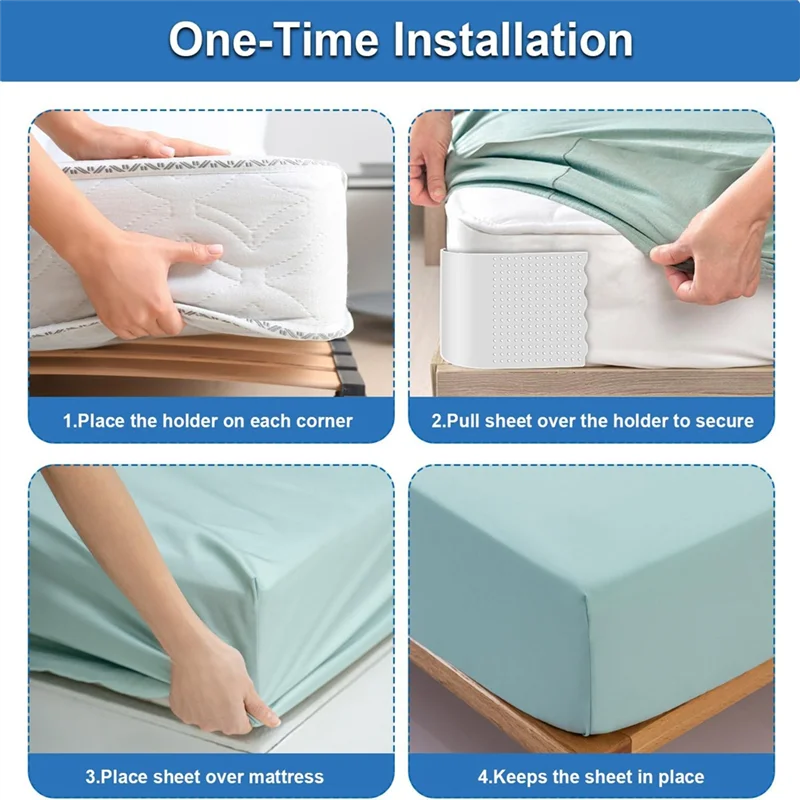 

T98C-4Pcs Bed Sheet Holders Straps Fitted Keep Sheets Bed Sheet Tightener 4PCS Adjustable Hold Non-Slip Bedding Accessories