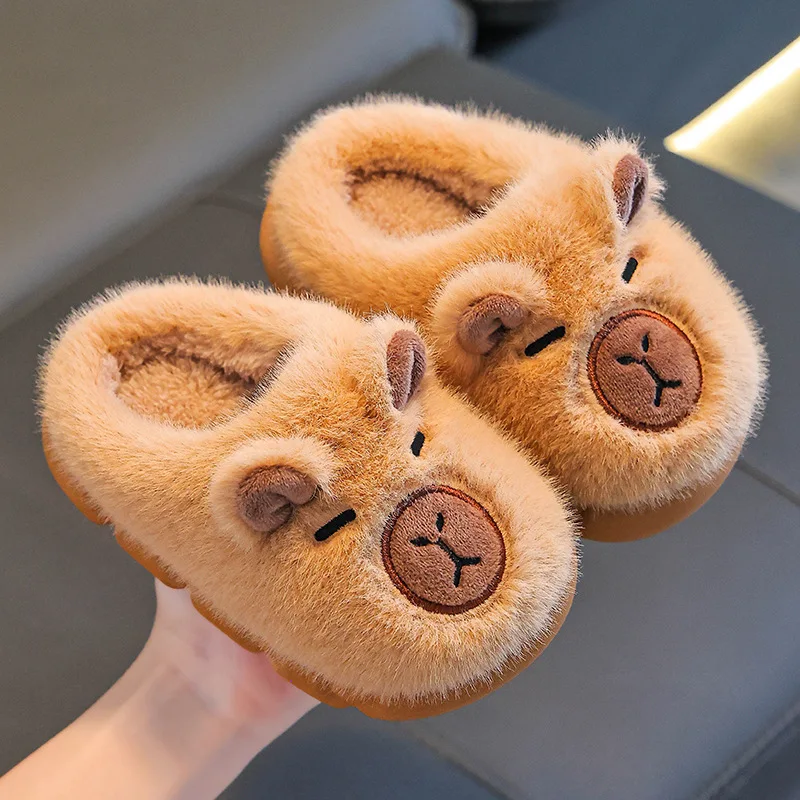 

2025 New CuteChildren's Cartoon Winter Slippers Comfortable Warm House Shoes Boys Girls Indoor Home Fluffy Slippers