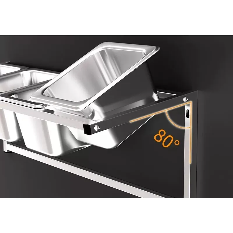 1/6 Four-Grid Wall-Mounted Seasoning Rack Stainless Steel Jam Box Layered Simple Partition Storage Holder for Milk Tea Shop