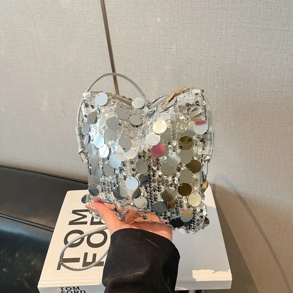New Sequin Mini Crossbody Bag Women Shiny Square Bag Glitter Evening Bag For Party Wedding