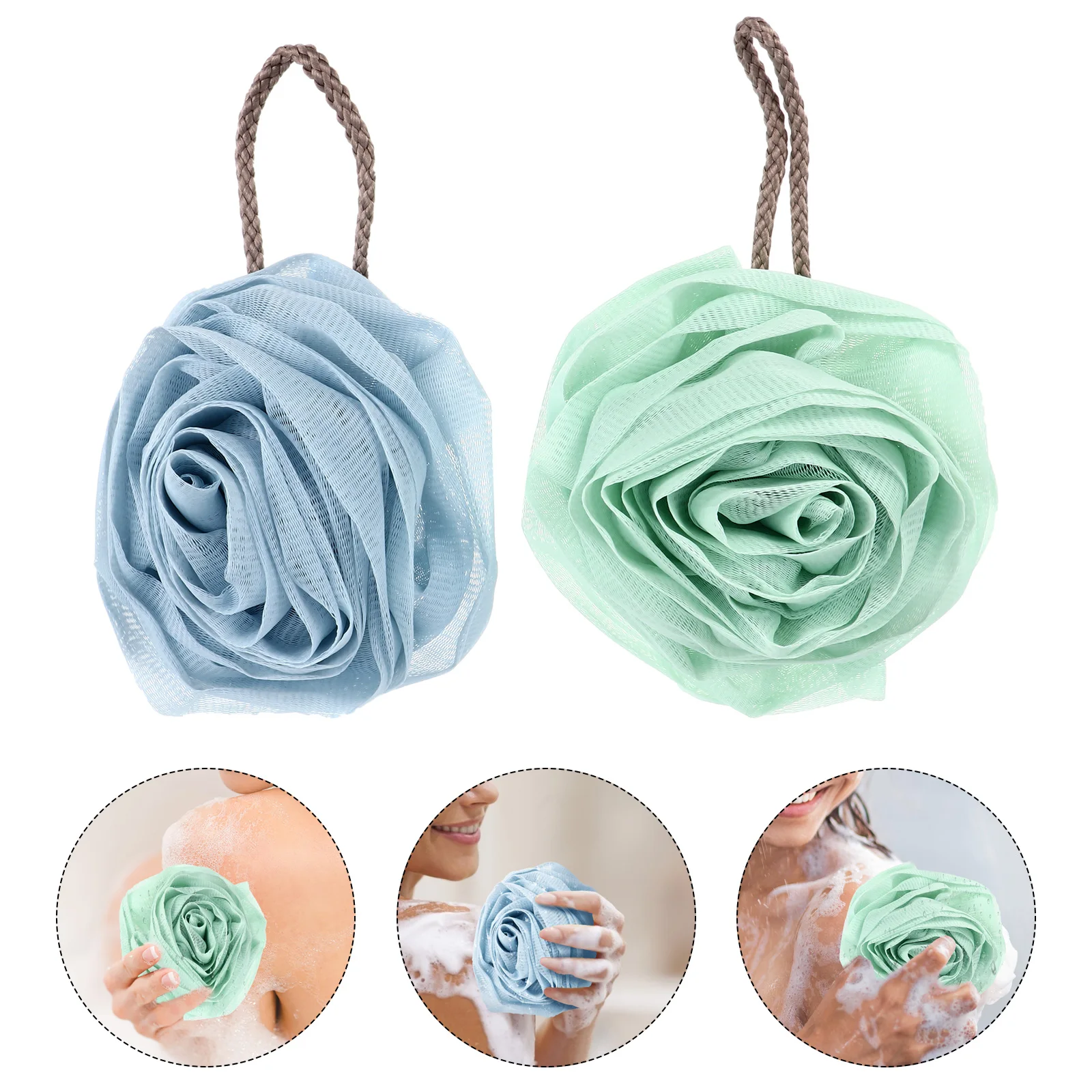 

2 Pcs Rose Bath Flower Sponges Shower Loofah for Bathing Bubble Exfoliating Body