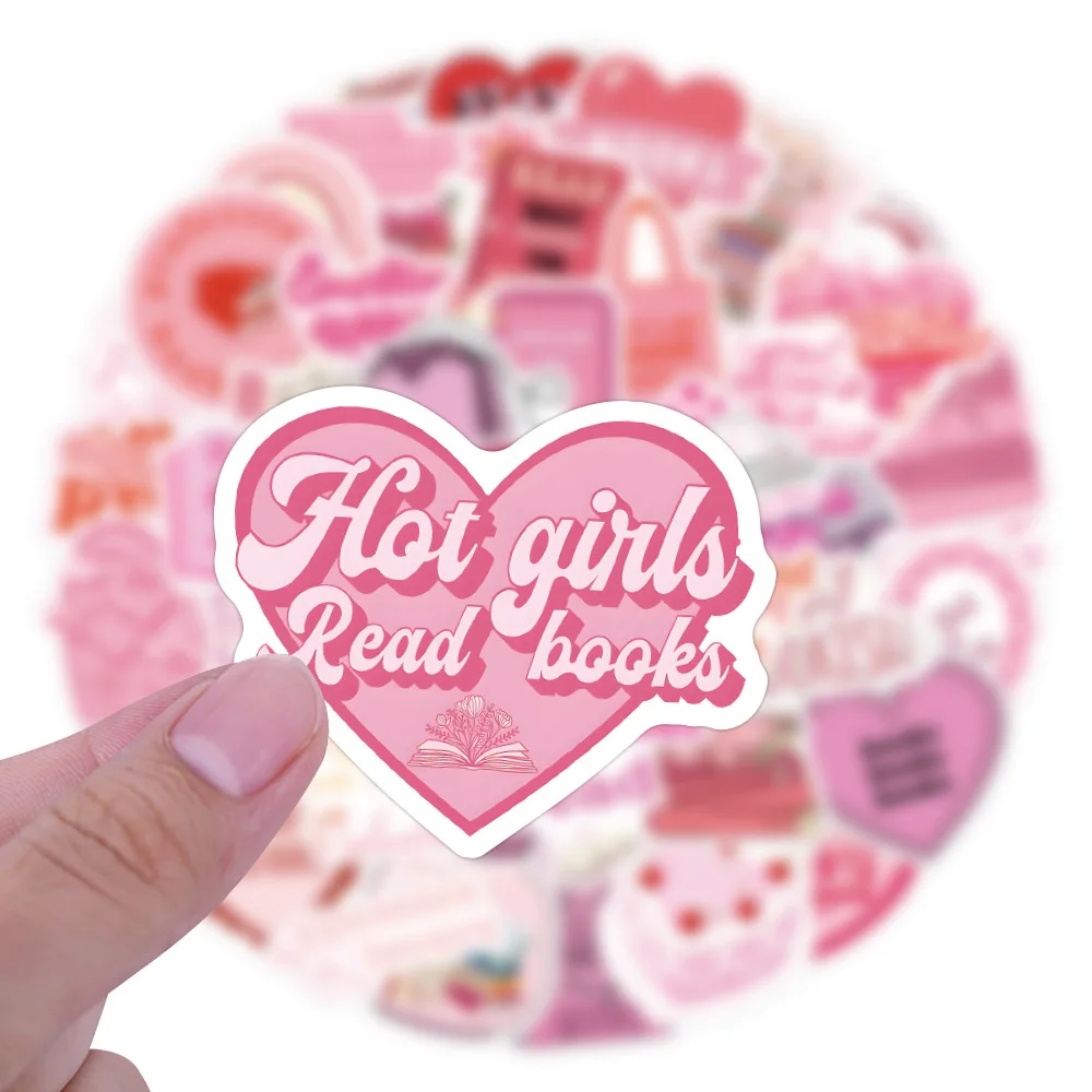 60Pcs Pink Bookish Stickers DIY Stickers Scrapbooking Phone Luggage Skateboard Waterproof Decals