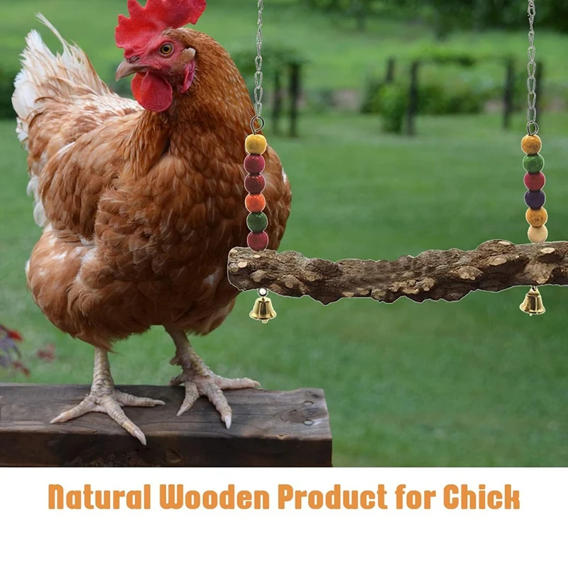 4 Pack Chicken Bird Swing,Natural Wooden Swing Toys,Wood Stand For Chick,Safe Chicken Coop Accessories For Bird,Parrot