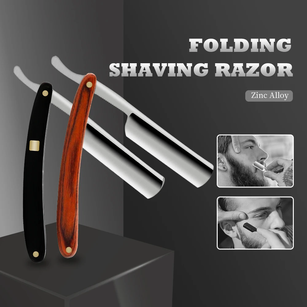 Manual Barber Razor Blade Wood Shaving Knife Men's Razor Professional Stainless Steel Barber Hair Cut Razor Shaving Tools