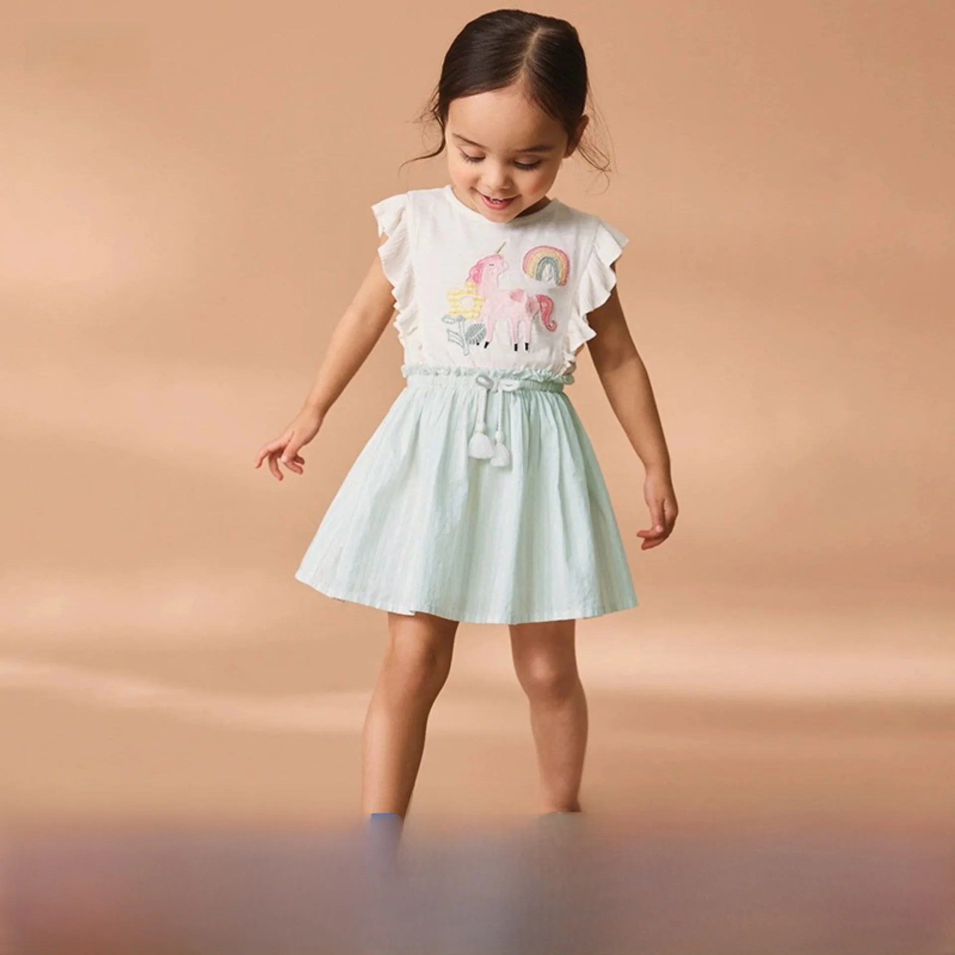

Cute Little Maven Girls ort Sve Cotton Dr Детская юбка из чистого хлопка Летний сезон для детей от 2 до 7 лет Dr с рисунком животных