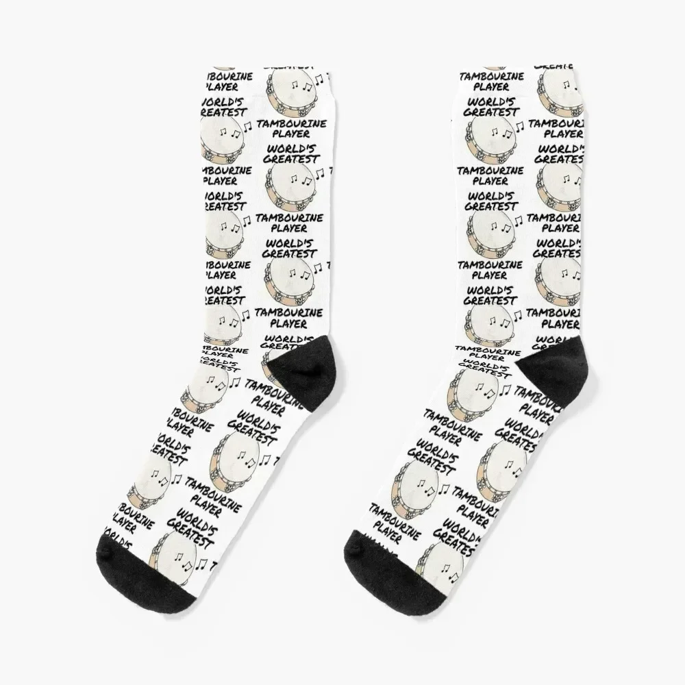 

World's Greatest Tambourine Player Tambourinist Church Musician Socks bright garter colored new in's Mens Socks Women's