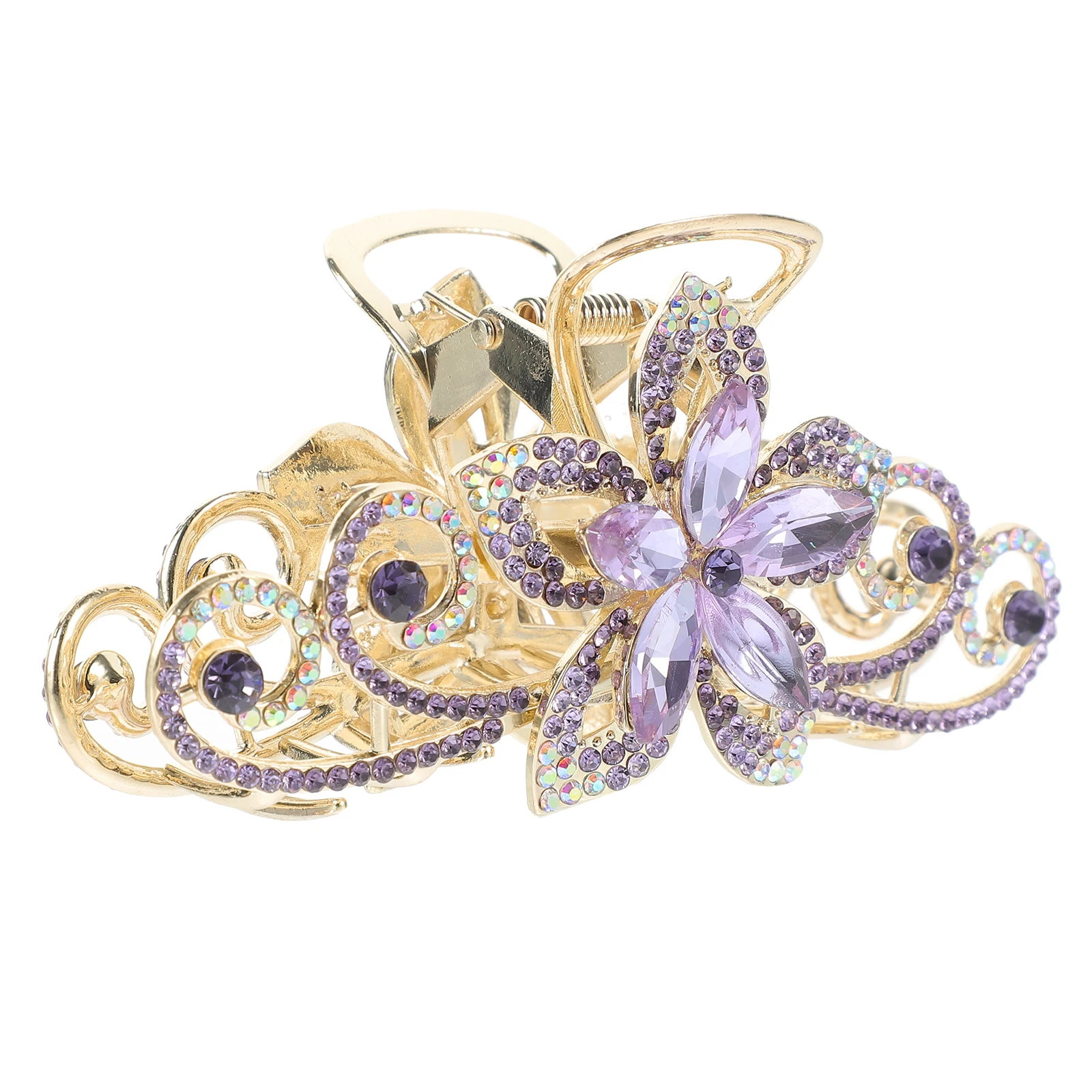

Large Claw Clip Rhinestone Flower Clamp Alloy Strong Hold Secure Grip Non-Slip Durable Accessories For Women Girls Decorative