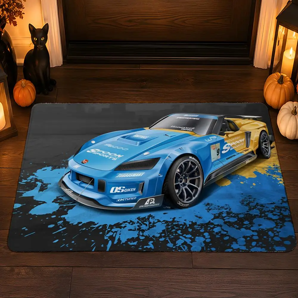 Spoons Sports J-JDM Racing Car Floor Mat Flannel Rug Soft Non Slip Washable Door Mat For Bathroom Bedroom Kitchen Home Decor