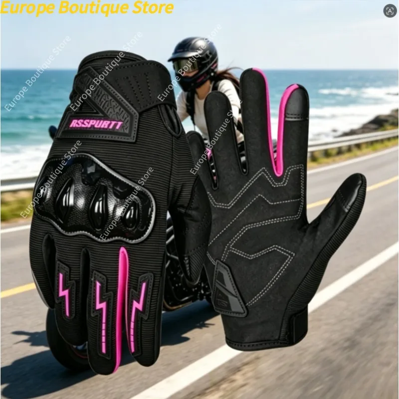 

Anti Slip Anti Fall Summer Breathable Mesh Motorcycle Gloves Women Thin Lightweight Wear Resistant Riding Equipment