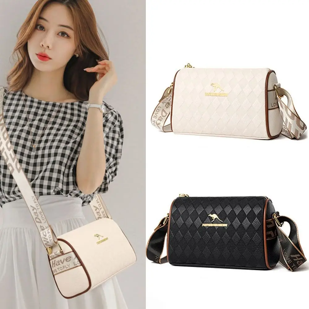 Large-capacity Ladies Plaid Shoulder Bag Fashion Cylindrical Bags Crossbody Bag Hand Bags Versatile Commuting Bag